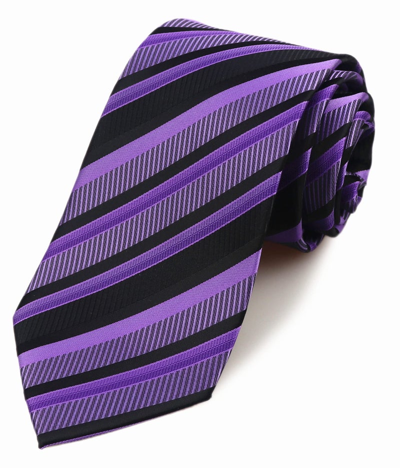 Elfeves Men's Purple Black Neckties Silk For Men Suit Fitness Dating Fashion Prom Ties - Image 3